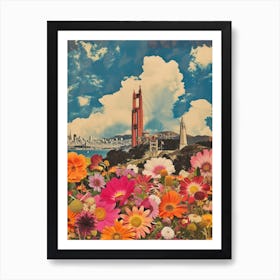 San Francisco   Floral Retro Collage Style 2 Art Print