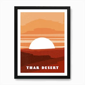 Thar desert. India, Pakistan — Retro travel minimalist poster Art Print