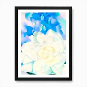 Georgia O'Keeffe - White Rose with Larkspur No. 2, 1927 Art Print