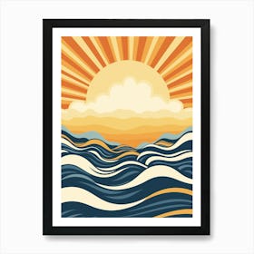 Sea Ocean Sun Water Landscape Waves Summer Nature Art Sky Beach Sunset Digital Art Art Print