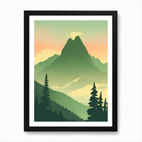 Misty Mountains Vertical Composition In Green Tone 190 Art Print