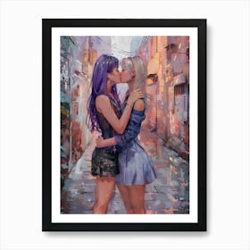 Kissing Girls Art Print