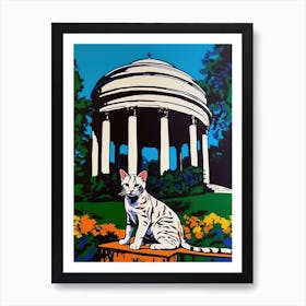 A Painting Of A Cat In Royal Botanic Gardens, Kew United Kingdom In The Style Of Pop Art 03 Art Print