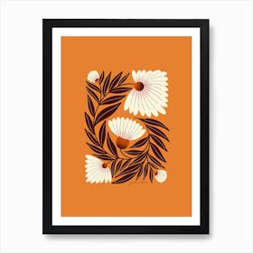 Burnt Orange Modern Daisies 1 Art Print