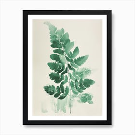 Green Ink Painting Of A Hares Foot Fern 2 Art Print