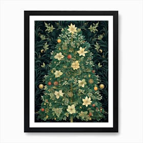 William Morris Style Christmas Tree 6 Art Print