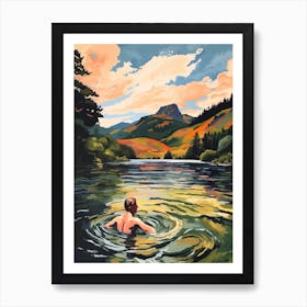 Wild Swimming At Loch Achray Scotland 3 Art Print