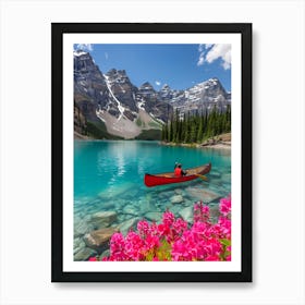 Canoe Lake In Banff National Park Art Print