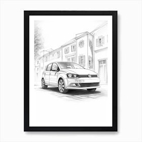 Volkswagen Golf Line Drawing 20 Art Print