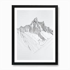 Mount Whitney Usa Line Drawing 4 Art Print