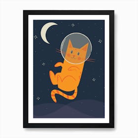 Floating Space Cat Art Print