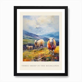 Three Sheep In The Highlands Art Print