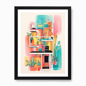 A House In Montreal, Abstract Risograph Style 3 Art Print
