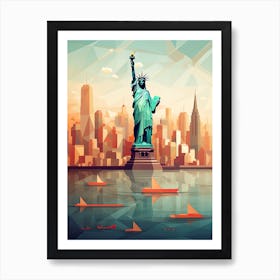New York City, Usa, Geometric Illustration 3 Art Print