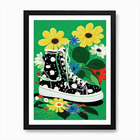 Sneaker Petal Palette: Colorful Floral Impressions Art Print