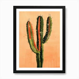 Fishhook Cactus Minimalist Abstract Illustration 1 Art Print