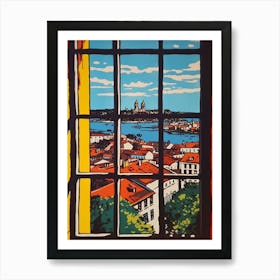 Window View Of Stockholm Sweden In The Style Of Pop Art 3 Art Print