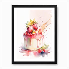 Strawberry Soufflé, Dessert, Food Storybook Watercolours Art Print