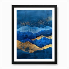 Blue And Gold Mountains 5 Art Print