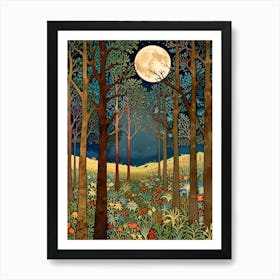 William Morris Moonlight In The Forest 84 Art Print