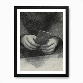 Dark Gothic Hand Holding A Cell Phone Art Print