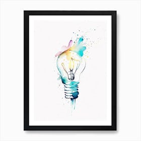 Lightbulb Symbol Minimal Watercolour Art Print