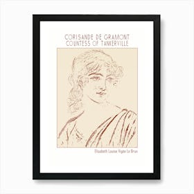 Line Art Minimalist – Corisande De Gramont, Countess Of Tankerville – Elisabeth Louise – Classic Painting 1 Art Print