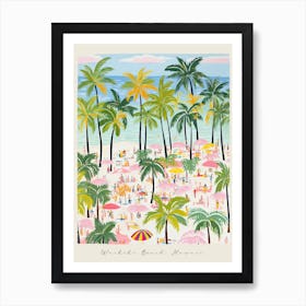 Poster Of Waikiki Beach, Honolulu, Hawaii, Matisse And Rousseau Style 4 Art Print