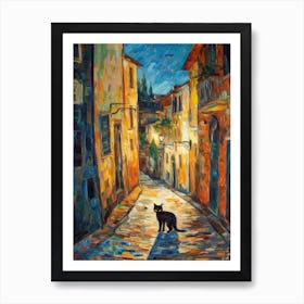 Painting Of Rome With A Cat In The Style Of Expressionism 2 Art Print