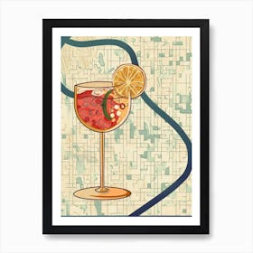 Fruity Cocktail With Geometric Background 2 Art Print