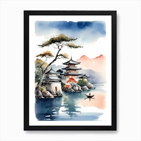 Japanese Landscape Watercolor Painting (28) 1 Art Print
