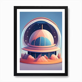 Observatory Dome Kawaii Kids Space Art Print