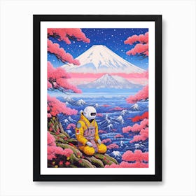 Hippie Astronaut Meditating In Moutn Fuji, Japan 3 Art Print