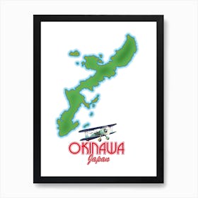 Okinawa Japan map Art Print