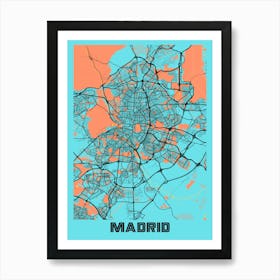 Madrid City Map Art Print
