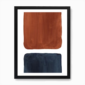 Terracotta and navy watercolor shapes Art Print