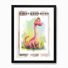 Cute Cartoon Amargasaurus Dinosaur 1 Poster Art Print