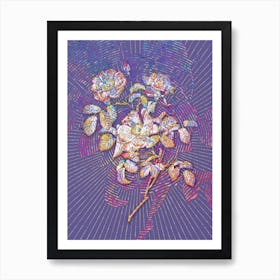 Geometric Rose of Love Bloom Mosaic Botanical Art on Veri Peri n.0256 Art Print