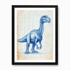 Ouranosaurus Dinosaur Blue Print Sketch 1 Art Print