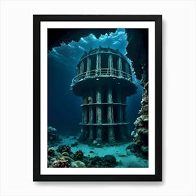 Scuba Diving In The Sea-Reimagined Art Print