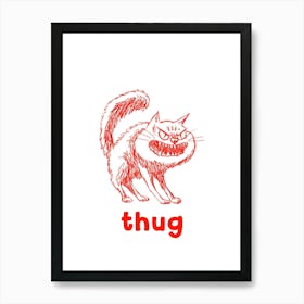 Thug Cat Poster, Funny Cat Wall Decor, Cat Lover Gift, Cute Kitty Art, Home Decor Art Print