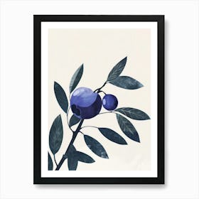 Blueberries Close Up Illustration 3 Art Print