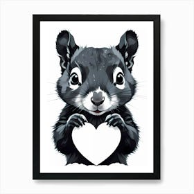 I Love Squirrels A Baby Squirrel Holding A Heart Art Print