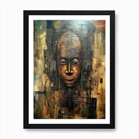 Whispers of Wisdom: Masked Tales from Africa's Heart Art Print