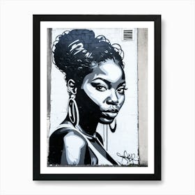 Graffiti Mural Of Beautiful Black Woman 291 Art Print