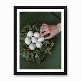 White Eggs In A Nest Art Print