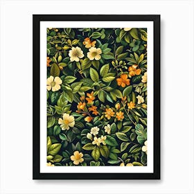 William Morris Inspired Flower Pattern 7 Art Print