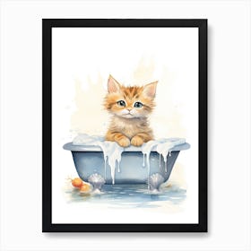 Singapura Cat In Bathtub Bathroom 4 Art Print