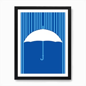 Umbrella On A Blue Background Art Print