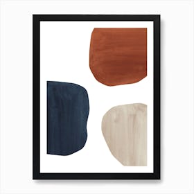 Terracotta and navy watercolor shapes 1 Art Print